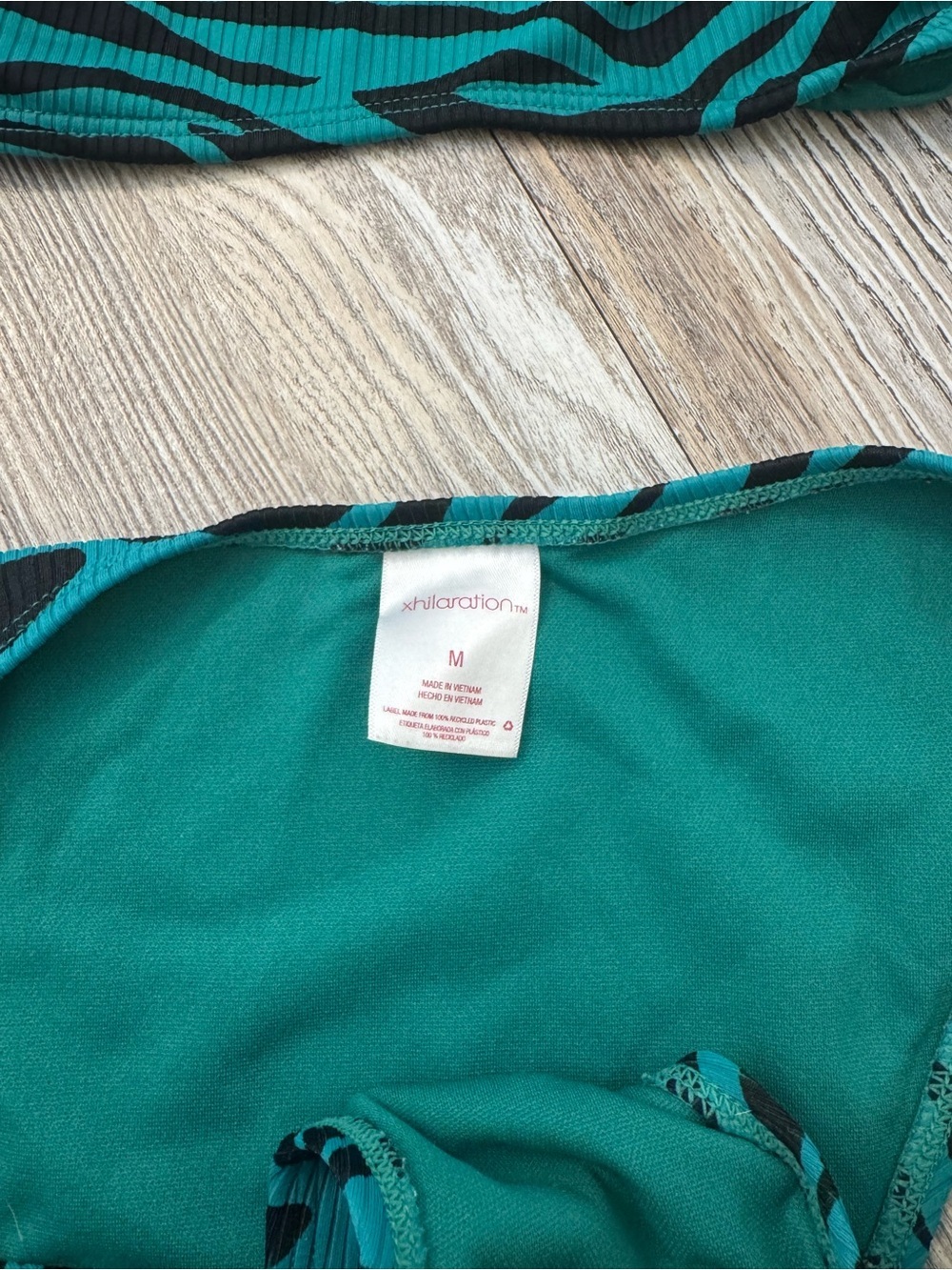 Xhilaration Teal and Black Zebra Ribbed Bikini Set - Picture 2 of 5
